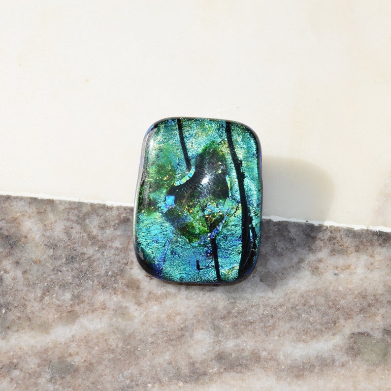Abstract Metallic Holographic Dichroic Pendant One of a kind