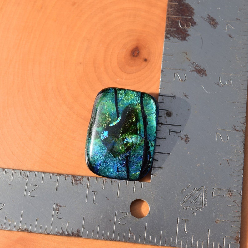 Abstract Metallic Holographic Dichroic Pendant One of a kind