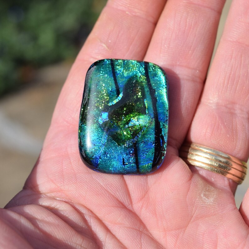 Abstract Metallic Holographic Dichroic Pendant One of a kind