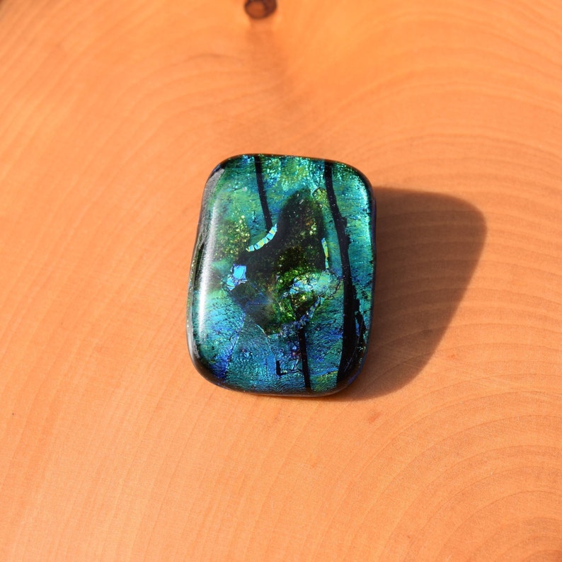 Abstract Metallic Holographic Dichroic Pendant One of a kind