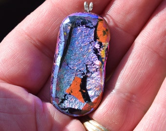 Unique, Abstract Dichroic Glass Pendant, One of a kind