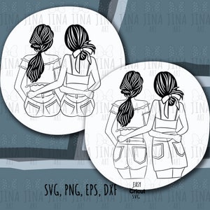 Best friends forever svg, Girl friends Hugging Hair Style svg, Friendship Besties Girls svg, png ,File for cricut ,cutting file