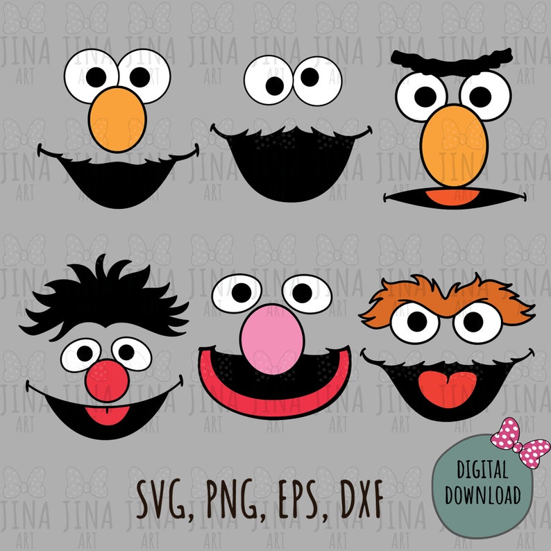 Sesame Street Faces Bundle/ Face svg ornaments /Elmo Faces/ | Etsy