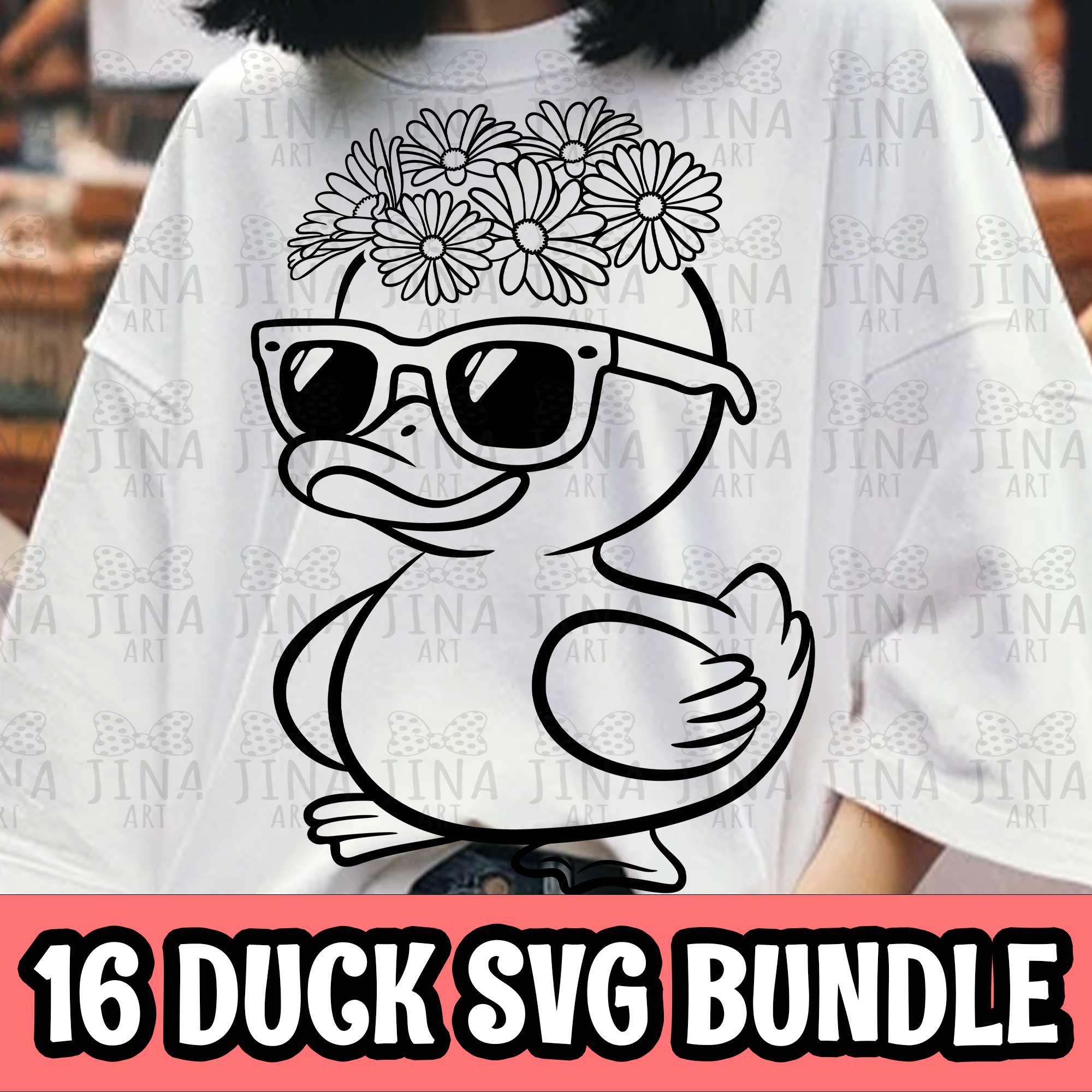 Duck With Sunglasses Svg, Rubber Duck With Flowers Svg, Rubber Duck Svg ...