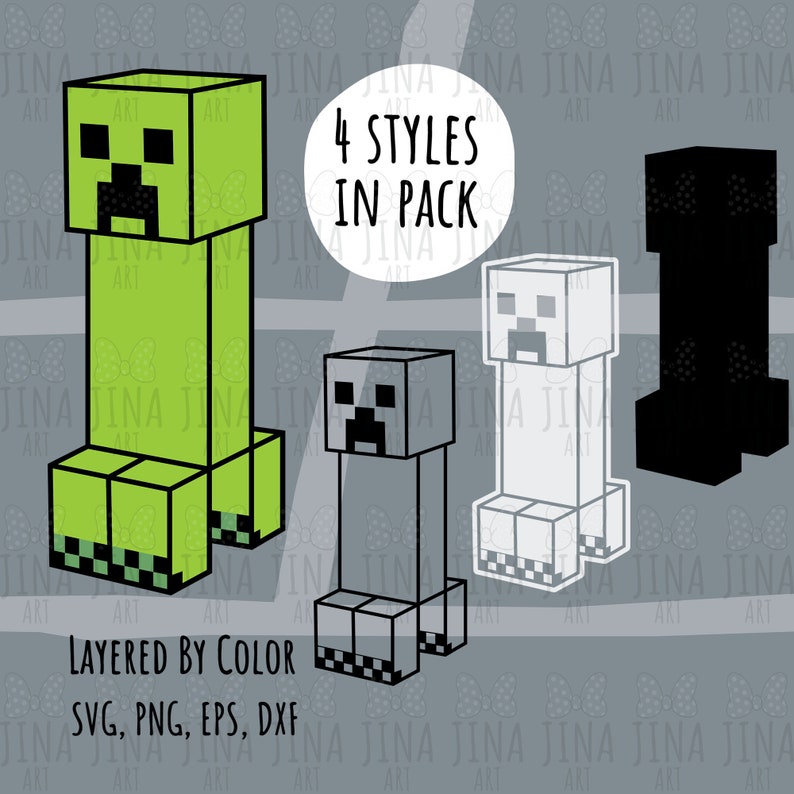 Creeper Svg/ Minecraft cricut file/ Creeper Layered color | Etsy