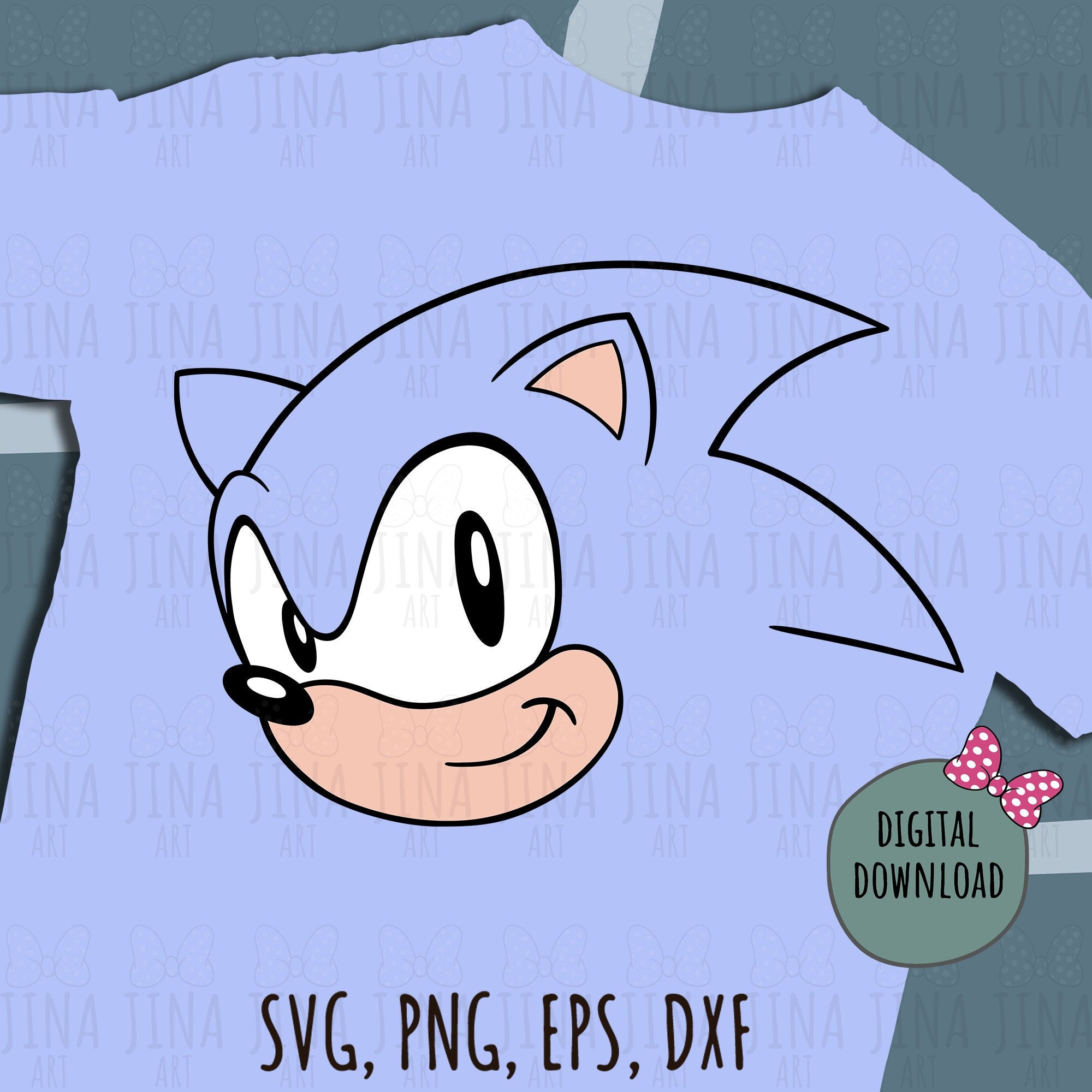 Sonic Face The Hedgehog Color Layered SVG, Silhouette Clipart Printable ...
