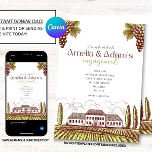 Wine Invitation , Wine Tasting Invites, Vineyard Invitations, Winery Invite, Instant Download