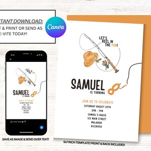 Invito di pesca, inviti di compleanno di pesca, download digitale istantaneo