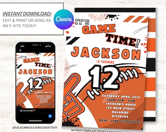 Voetbaluitnodigingen, voetbaluitnodigingen, voetbalfeestuitnodiging, Instant Download