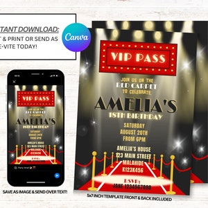VIP Invitation, Red Carpet Invite, Limo Invitations, Instant Download