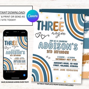 Threenager Invitation, Threenager Birthday Invitations, Threenager Invite, Instant Download