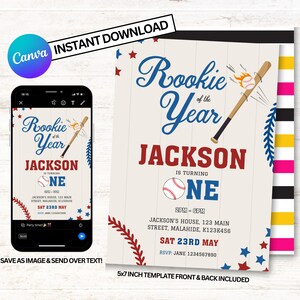 Rookie Invitation, Dodgers Invitations, Baseball Birthday Invitation, Instant Download