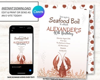 Louisiana Invitation, Seafood Boil Invitation, Crawfish Boil Invite,Instant Download
