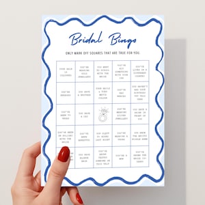 Bridal Bingo, Bachelorette Bingo, Hen Party Bingo, Blue Bingo Game, Bridal Shower Games