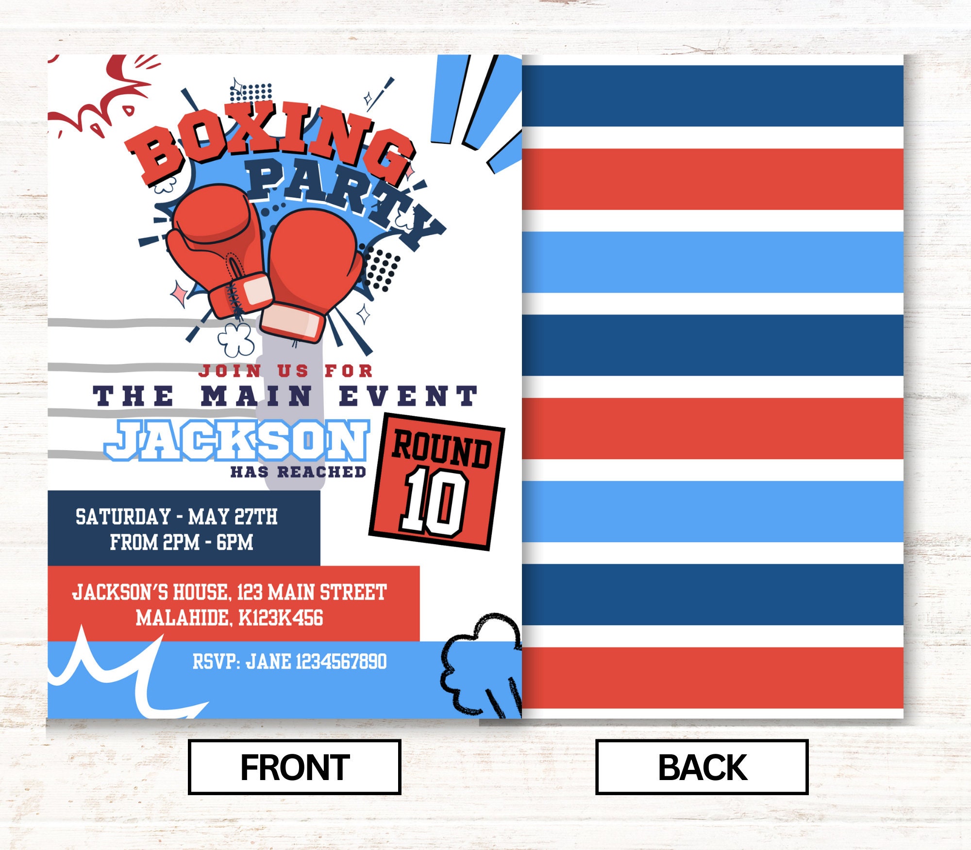 Boxing Birthday Invitation, Boxing Birthday Invites, Boxing Invitations, Instant Download Etsy