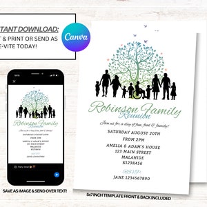 Family Reunion Invitation, Reunion Invites, Reunion Party Invitations, Instant Download
