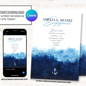 Ahoy Invitations, Sailor Invitations, Sailing Part Invites, Nautical Invitation, Instant Download
