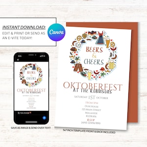 Oktoberfest Invitations, Oktoberfest Party Invite, Oktoberfest Invites, Instant Download