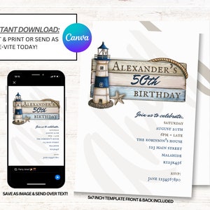 Ahoy Invitations, Sailor Invitations, Sailing Part Invites, Nautical Invitation, Instant Download