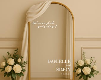 Wedding Mirror Decal Sticker – Custom Welcome Sign Vinyl | Mirror Sign for Wedding | Removable Vinyl Decal for Acrylic or Glass Signs