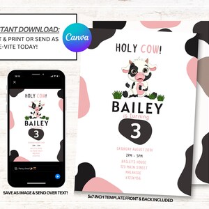 Holy Cow Invitation, Holy Cow Invites, Cow Invitations, Instant Download