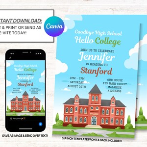 Trunk Party Invitation, Graduation invitation, College, University, Going Away Party Invite, Instant Download