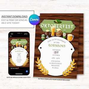 Oktoberfest Invitations, Oktoberfest Party Invite, Oktoberfest Invites, Instant Download