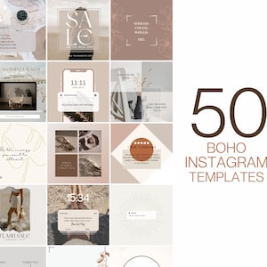 50 Boho Instagram Post Templates - Engagement Posts - Instagram Posts -  Canva - Boho/Beach/Neutral/Bohemian - Social Media- General