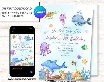 Invito sotto il mare, inviti alla festa sotto il mare, download istantaneo