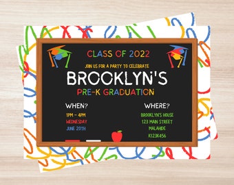 Pre-K Abschlussfeier Einladungsvorlage - Vorschulabschlussfeier Einladung - Kindergarten Grad Invite - Canva Editierbare Vorlage
