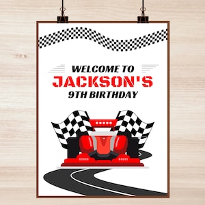 Racecar / Racing / F1 Printable Birthday Party Welcome Sign - Decor - Instant Download - 16x20inch