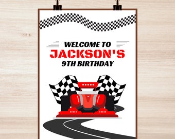 Racecar / Racing / F1 Printable Birthday Party Welcome Sign - Decor - Instant Download - 16x20inch