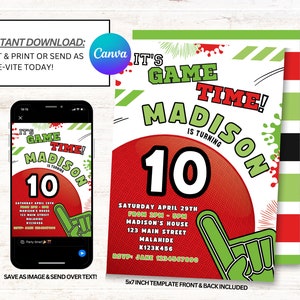 Kickball Party Invites, Kickball Invitations, Kickball Party Invite, Instant Download