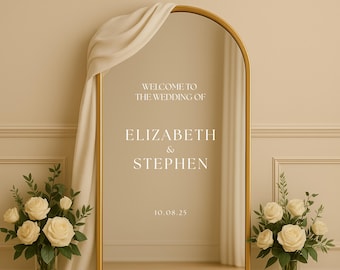 Wedding Mirror Decal Sticker – Custom Welcome Sign Vinyl | Mirror Sign for Wedding | Removable Vinyl Decal for Acrylic or Glass Signs