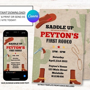 My First Rodeo Birthday Invitation, First Rodeo Invitations, My 1st Rodeo Invites, Instant Download