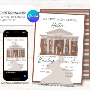 Trunk Party Invitation, Graduation invitation, College, University, Going Away Party Invite, Instant Download