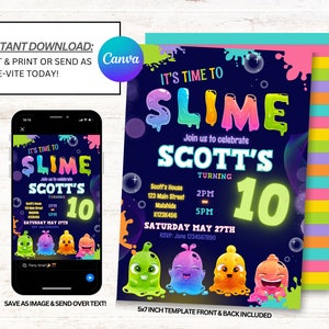 Invitaciones de fiesta de limo, invitaciones de cumpleaños de limo, invitación de limo, descarga instantánea
