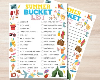Printable Summer Vacation/Break Bucket List - To Do List - Checklist - Activity Sheet