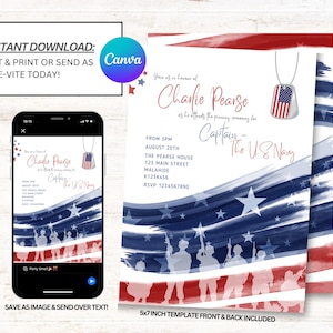Pinning Ceremony Invitations, Military Pinning Ceremony Invites, Instant Download