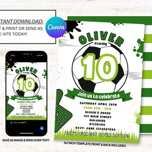 Fußball Einladung, Fußball Party einladen, Sofort Download