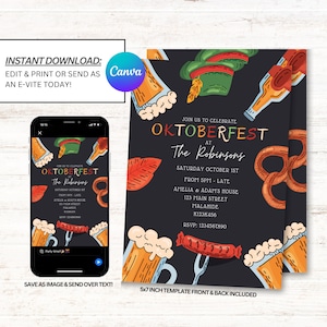 Oktoberfest Invitations, Oktoberfest Party Invite, Oktoberfest Invites, Instant Download