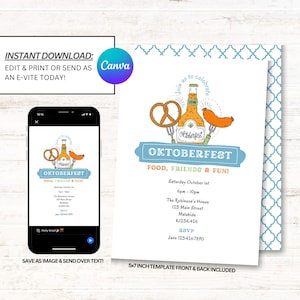 Oktoberfest Invitations, Oktoberfest Party Invite, Oktoberfest Invites, Instant Download