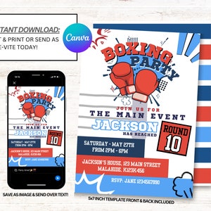 Boxing Birthday Invitation, Boxing Birthday Invites, Boxing Invitations, Instant Download