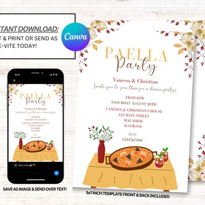 Paella Party Invitation, Paella Party Invite, Paella Invitations, Instant Download