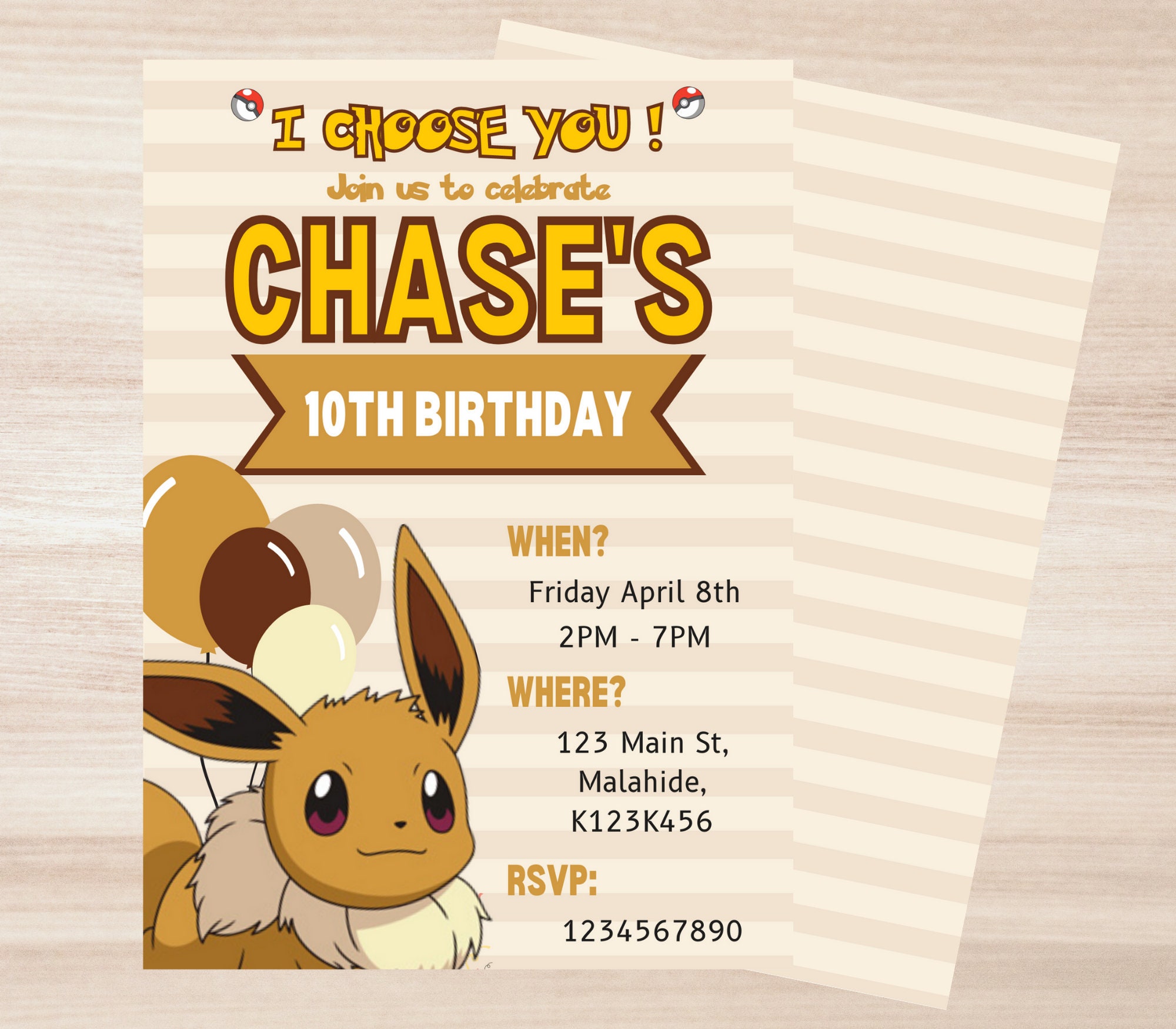 Pokemon/eevee Birthday Party Invitation Game Invitation Etsy Singapore