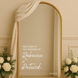 Elegant Wedding Mirror Decal – Mirror Welcome Sign | Custom Vinyl for Welcome Sign, Ceremony Entrance, or Reception Decor