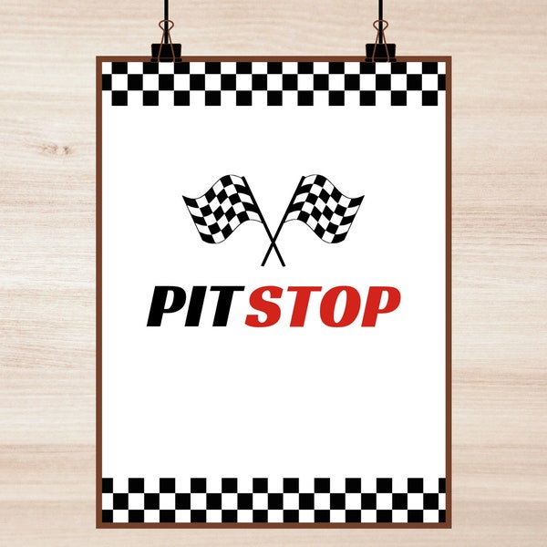 Racecar / Racing / F1 Pit Stop Printable Birthday Party Welcome Sign - Decor - Instant Download - 16x20inch