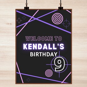 Laser Tag / Neon Printable Birthday Party Welcome Sign - Decor - Instant Download - 16x20inch