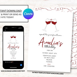 Wine Invitation , Wine Tasting Invites, Vineyard Invitations, Winery Invite, Instant Download