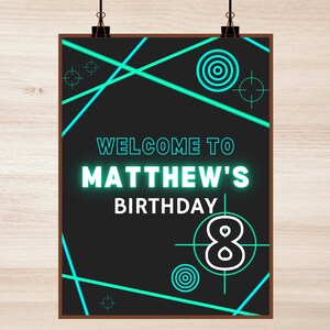 Laser Tag / Neon Printable Birthday Party Welcome Sign - Decor - Instant Download - 16x20inch